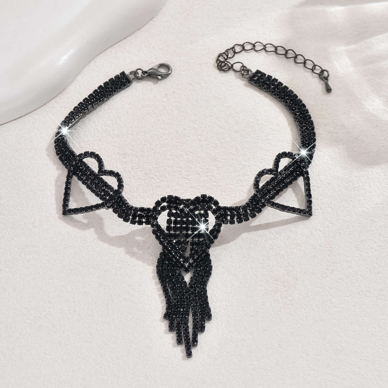 Womens Crystal Tassel Anklet With Rhinestone Dangle Charm Design